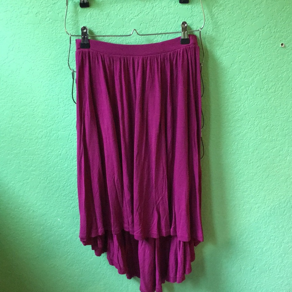 Raspberry high low skirt